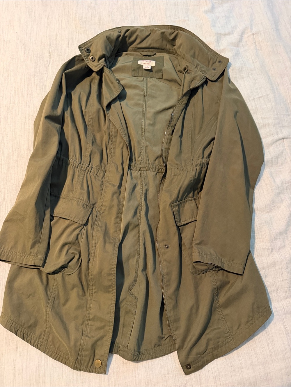 Mossimo Supply Co. Olive Utility Jacket with Drawstring Waist